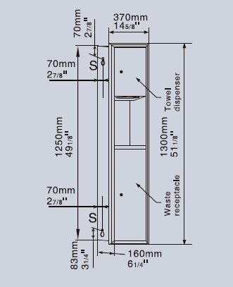 Настенный блок интегрированный (встраиваемый) диспенсер полотенец-урна WisePro GSG63A-Brushed Нерж сталь Матовая сталь / 77-18